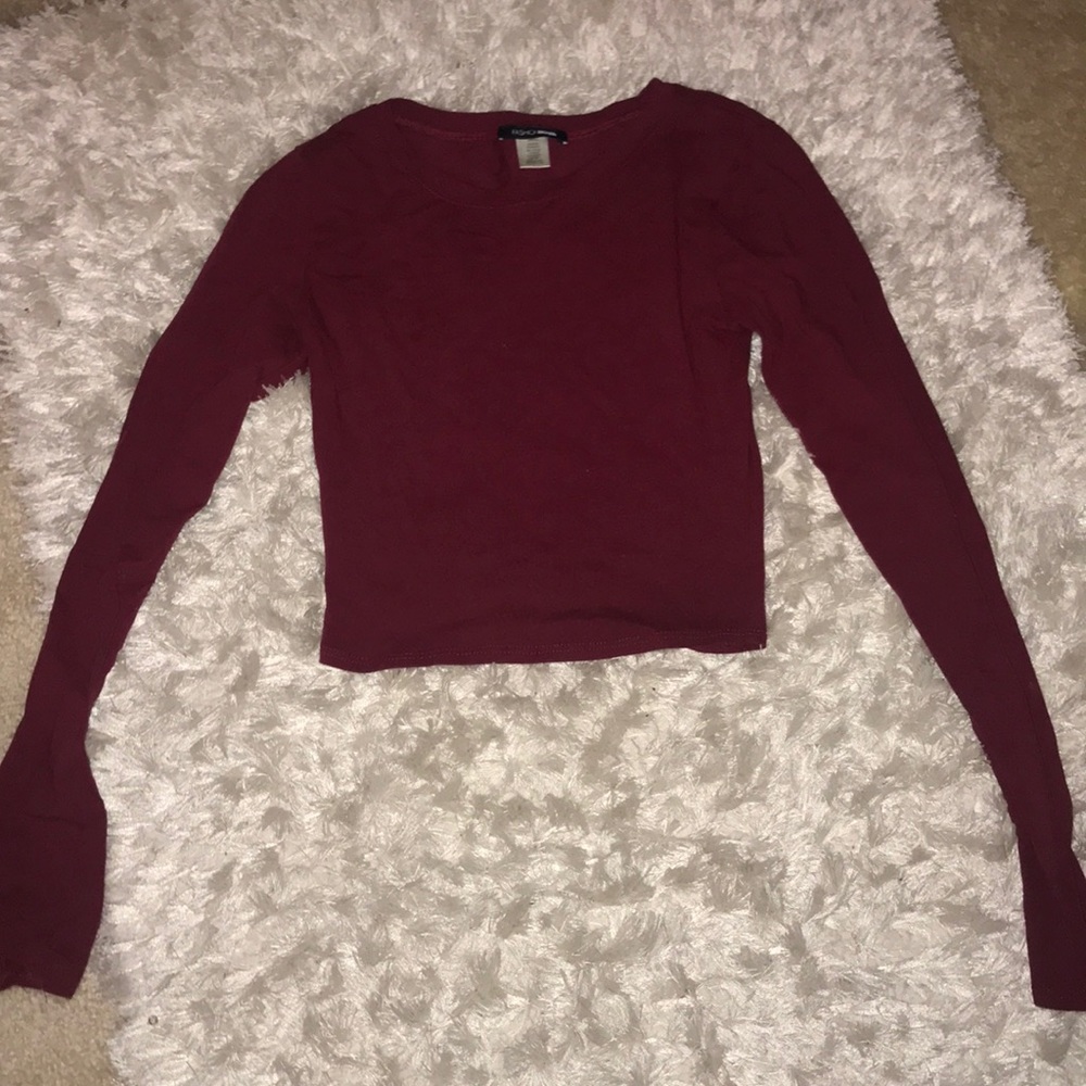 Burgundy long sleeve crop top